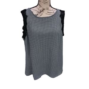 Worthington Green and Black Ruffled Boxy Tank Top